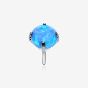Implant Grade Titanium OneFit Threadless Prong Set Fire Opal Top Part-Blue Opal